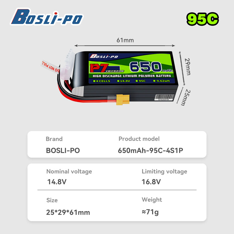 Boslipo P7 Versione 650mAh 95C - Drone Battery 3S recensione e prezzo