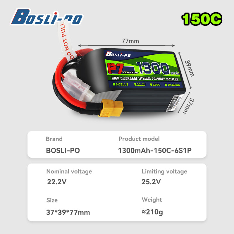 Boslipo P7 1300mAh 150C 4S 6S  - Drone Battery 4S recensione e prezzo